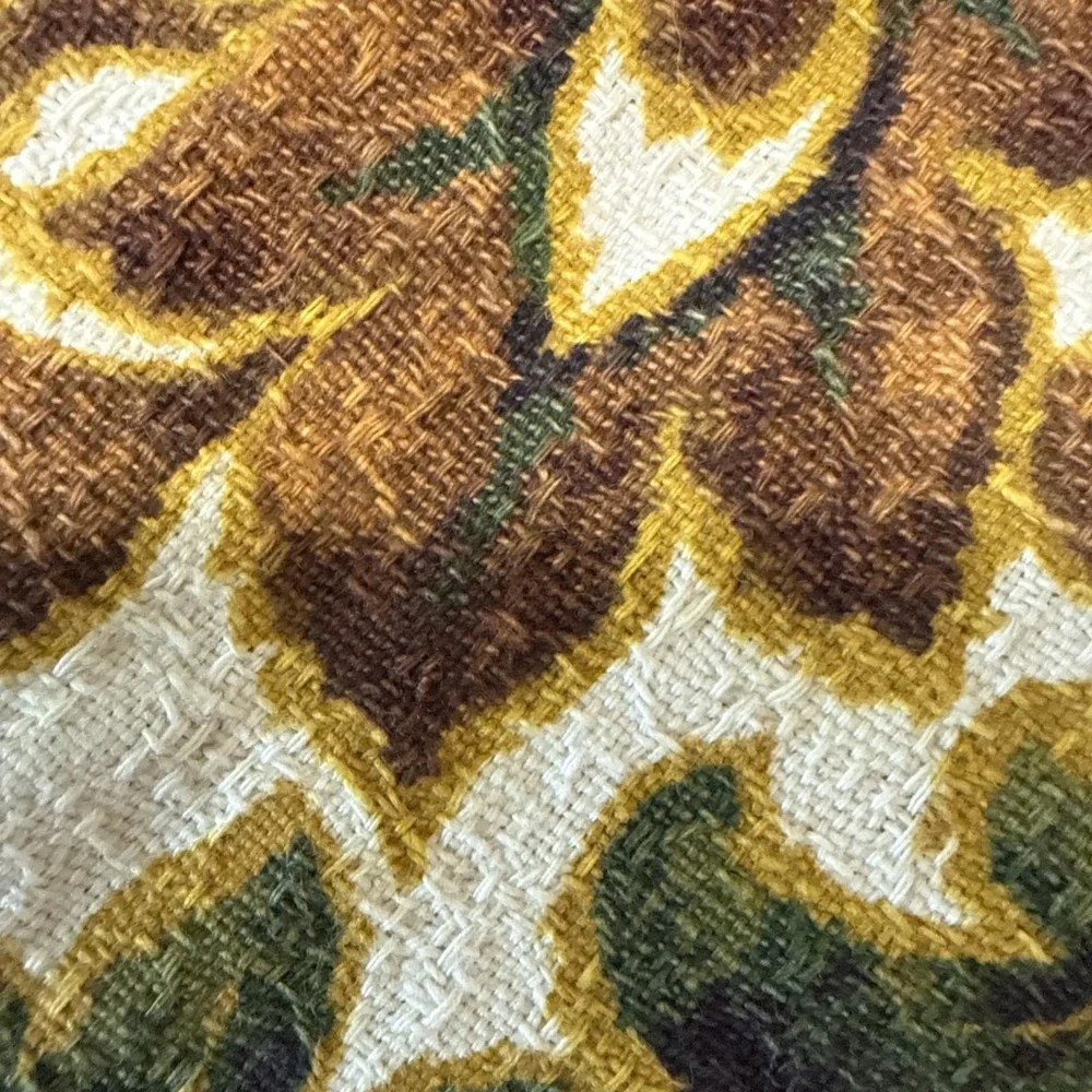 Vtg 60s 70s Bedspread Floral Botanical Jacquard Woven Coverlet Light Weight Flaw
